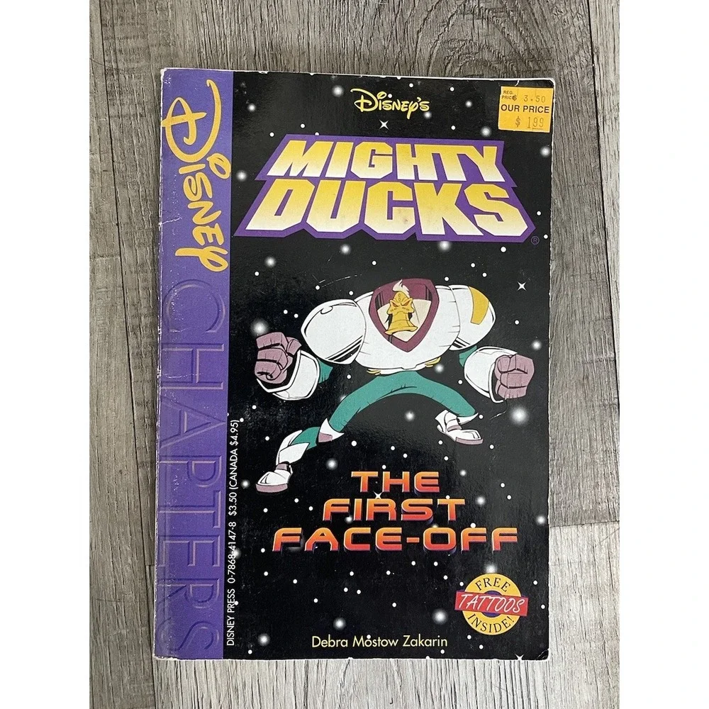 Disney Press 1997 Book The Mighty Ducks The First Face-Off Unused Tattoo Sheet - Picture 2 of 6